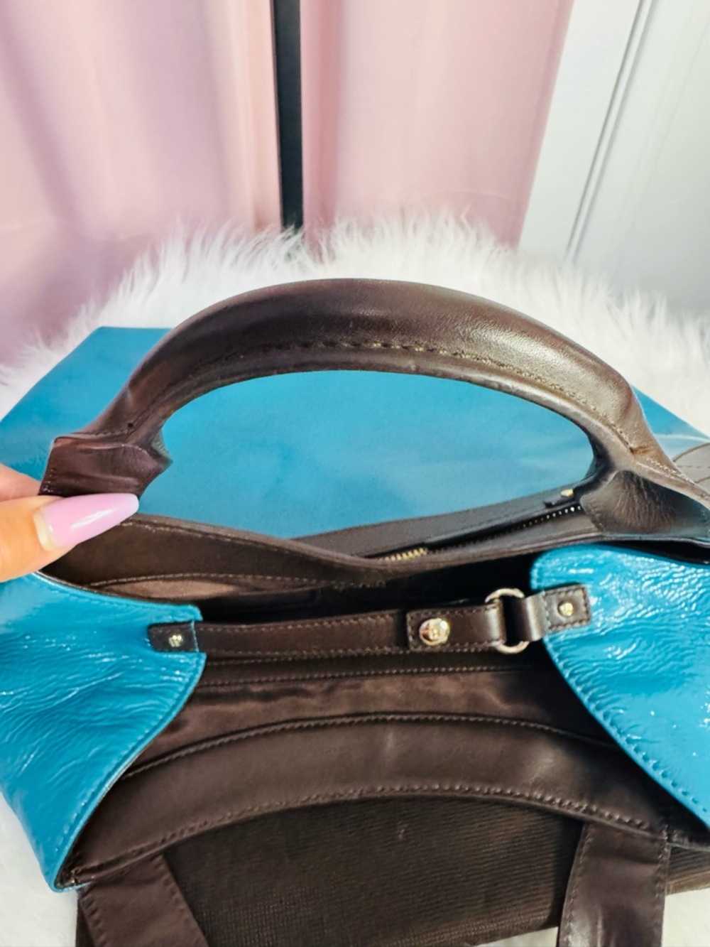 Kate Spade ♠️ Turquoise & Brown RARE combo color - Picture 12 of 15